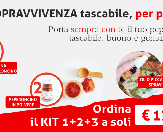 KIT SOPRAVVIVENZA PEPERONCINO PICCANTE DA VIAGGIO